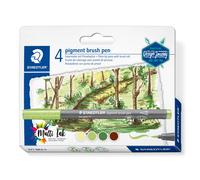 STAEDTLER - Pigment Art - Pigment brush 371 - Blister 4 feutres pointe pinceau couleurs assorties - 371 BK4-3