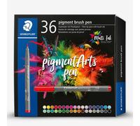STAEDTLER - Pigment Art - Pigment brush 371 - Etui carton 36 feutres pointe pinceau couleurs nature assorties - 371 C36