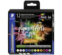 Staedtler pigment brush pen Nature Colour 371 C12-3 Stylo feutre fin coloré,