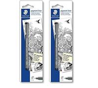 Staedtler Pigment Liner 308 - Blister 1 Feutre Noir Pointe Calibrée 0.1 Mm (Lot de 2)