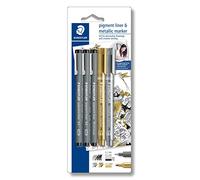 Staedtler Pigment Liner 308 Design Journey - Blister 3 Feutres Noirs Pointe Calibrée 0,1/0,2/C2 + 8323-11 + 8323-81