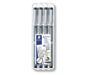 STAEDTLER Pigment Liner 308 Fineliner - noir, lot de 4, 0,1-0,7 mm | Encre pigmentée imperméable et indélébile pour traits réguliers - dessin, esquisse & écriture - Art.-Nr. 308 WP4