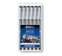 Staedtler Pigment Liner 308 SB6P – 6 feutres (0,05–0,8 mm), encre pigmentée noire infalsifiable