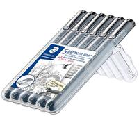 Staedtler pigment liner 5+1 Set 308 SB6P Stylo feutre fin noir 0.05 mm, 0.1 mm, 0.2 mm, 0.3 mm, 0.5