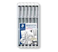 Staedtler pigment liner 5+1 Set 308 SB6P Stylo feutre fin noir 0.05 mm, 0.1 mm, 0.2 mm, 0.3 mm, 0.5