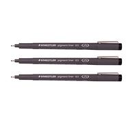 Staedtler Pigment liner stylo à pointe fine Dessin Croquis de rédaction Stylos 0,5mm Lot de 3