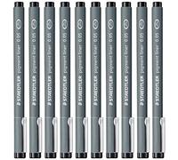 Staedtler Pigment liner stylo à pointe fine Stylos Croquis Dessin de rédaction 0,05 mm Lot de 10