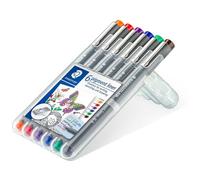 Staedtler Pigment Liner Stylo Fin Bleu, Marron, Vert, Orange, Rouge, Violet 6 Pièces