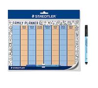 Staedtler Planning Familial Lumocolor, Autocollant et réutilisable, effaçable à Sec, y Compris Lumocolor correctable en Bleu et Noir, Pince à Crayon