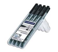 STAEDTLER Pochette 4 feutres Lumocolor permanent Noir 4 pointes ass : superfine fine moyenne biseautée