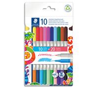 STAEDTLER Pochette de 10 feutres de coloriage double pointe de 2 couleurs et de 2 pointes différentes.