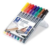 STAEDTLER Pochette de 8 feutres pour rétroprojection pointe moyenne encre permanente assortis LUMOCOLOR