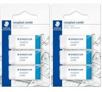 Staedtler Rasoplast Combi 526 Bt - Blister 3 Gommes Blanches Et Bleue Sans Latex 526 Bt30 (Lot de 2)