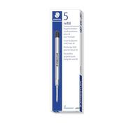 STAEDTLER Recharge grande capacité pour stylo à bille, lot de 5 - bleu - largeur de trait M, 458 M-3