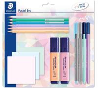 STAEDTLER Set d'écriture pastel avec 3 blocs-notes adhésifs 15 pièces