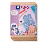 STAEDTLER - Set FIMO - Pâte à modeler - 4 pains de 25 Grammes + 3 cutters + 2 accessoires de modelage & instructions - Thème "Abalone Design" (Coquillage) - 8025 HTC4