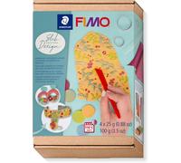 Staedtler Set Fimo Pâte À Modeler 4 Pains De 25 Grammes + 3 Cutters + 2 Accessoires De Modelage & Instructions Thème "Marble Design" (Marbre) 8025 Htc5