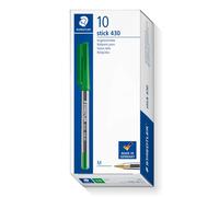 Staedtler Stick 430 - 10 Stylos-Bille Pointe Moyenne Verte Vert 1 unité (Lot de