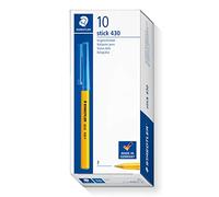 Staedtler Stick 430 - Stylo-Bille Pointe Fine Bleue - Lot de 10