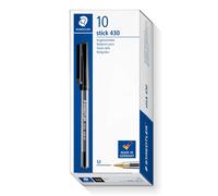Staedtler Stick 430 - Stylo-Bille Pointe Moyenne Noire (lot de 10)