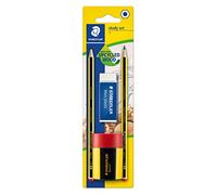 Staedtler Study Blister Set | Crayon hexagonal en bois recyclé, résistant à la casse - accessoires inclus - Réf. 120 511BKD