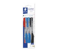 Staedtler Stylo à bille stick 430 - lot de 6, assortis, M | Multicolores avec capuchon et clip, système d’équilibrage de la pression - écriture fiable - Réf. 430MSBK6D