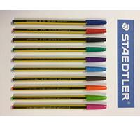Staedtler Stylo bille Noris Stick 434 M, 1 mm, jeu de 10 pièces, couleurs classiques (bleu, rouge, noir, vert) couleurs vives (bleu, fuxia, violet, marron, orange, vert clair)