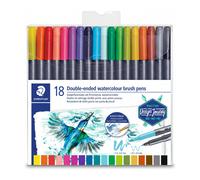 STAEDTLER Stylo marqueur double pointe aquarelle - 18 Couleurs assorties