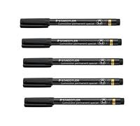 Staedtler Stylo pour film Lumocolor special pointe F, 5 marqueurs permanents résistants à l'eau en noir, épaisseur de trait env. 0,6 mm