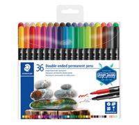 Staedtler Feutres permanents double pointe 3187 TB36 - Pointe fine et ultra-fine - Étui 36 assortis