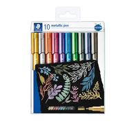 Staedtler Feutres métalliques 8323 TB10 – Pointe ogive, encre pigmentée, étui plastique, 10 feutres