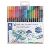 STAEDTLER Stylos-pinceaux aquarelle double embout - Assortis, lot de 36