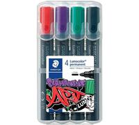 Staedtler Marqueurs permanents Lumocolor 352 WP4-1 – pointe ogive, encre résist. eau/UV, 4 couleurs