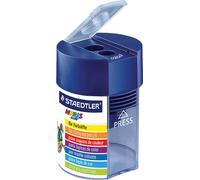Staedtler 512 002 Noris, Taille-crayon de Haute Qualité à deux Usages, pour Crayons à Papier et Crayons de Couleur Standards, avec Réservoir Cylindrique et Fermeture Hermétique