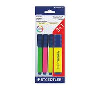 Staedtler Textsurfer classic 364 Pack de 4 Surligneurs pointe biseau 1 à 5 mm 3 + 1 offert Couleurs Assortis