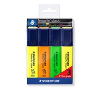 Staedtler Textsurfer Classic 364 - Pochette 4 Surligneurs Pointe Biseau 1 À 5 Mm Assortis "3 + 1 Offert"