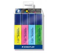 Staedtler Surligneurs Textsurfer Classic 364WP4 – Pointe 1–5 mm, résistants aux UV – Étui 4 assortis