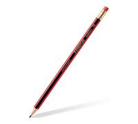 Staedtler Tradition Crayon de papier avec gomme mine HB corps hexagonal noir et rouge - Boîte de 12