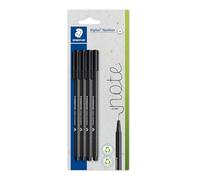 Staedtler Triplus 334-9 BK4 Fineliner 334 Lot de 4 feutres fins, triangulaires, pointe superfine, sertie de métal, env. 0,3 mm, 97% recyclé, fabriqués en Allemagne, lot de 4 sur carte blister