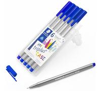 STAEDTLER Triplus 334 Lot de 6 stylos à pointe fine fine 0,3 mm Encre bleue