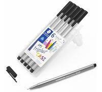 STAEDTLER Triplus 334 Lot de 6 stylos à pointe fine fine 0,3 mm Encre noire