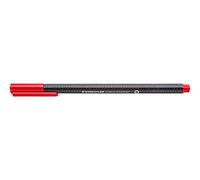 Staedtler Triplus 334 R-2 Lot de 10 feutres à pointe fine triangulaire, rouge, en plastique recyclé, pointe superfine, sertie de métal de 0,3 mm, longue durée de vie, 10 feutres à pointe fine rouges
