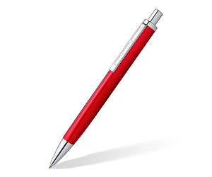 Staedtler Triplus 444, Stylo-bille triangulaire rouge de haute qualité, Encre de couleur bleue et pointe de taille moyenne, 444 M02-3