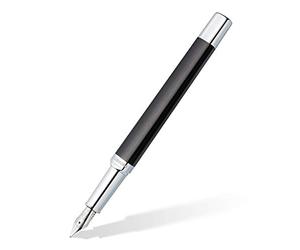 Staedtler Triplus 474, Stylo-plume triangulaire gris anthracite de haute qualité, Encre de couleur bleue et pointe de taille fine, 474 F09-3