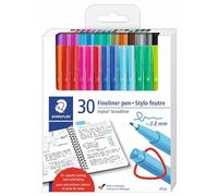 STAEDTLER Triplus Broadliner Pen, Triangular Barrel, 0.8mm Line, Assorted Colors, 30 Pack