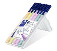 Staedtler Feutres Triplus Color 323 – Pointe 1 mm, Étui chevalet 6 couleurs 'My Pastel Colours'