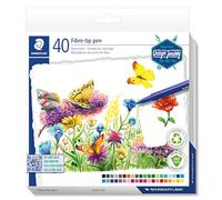 Staedtler triplus color 323 C40-C Feutres triangulaires, pointe résistante à la pression, largeur de ligne 1 mm, adapté aux enfants, étui en carton avec 40 ST triplus color en plastique recyclé,