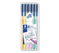 Staedtler Feutres Triplus Color 323 – Pointe 1 mm, Étui chevalet 6 couleurs 'My Pastel Colours'