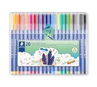 Staedtler Triplus Color, Feutres de coloriage de haute qualité, Pointe moyenne de 1 mm, Étui chevalet avec 20 couleurs lumineuses assorties, 323 SB20