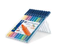 Staedtler Triplus Color, Feutres de coloriage de haute qualité, Pointe moyenne de 1 mm, Étui chevalet avec 10 couleurs lumineuses assorties, 323 SB10